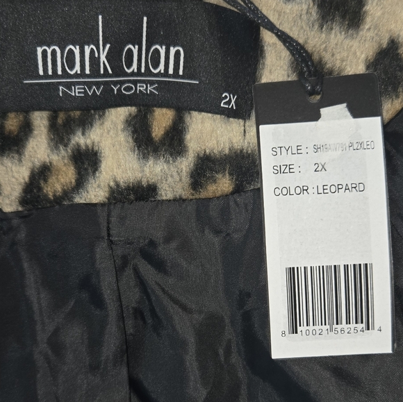 🏷️Mark Alan New York Leopard Print Longline Wool Blend Snap Front Coat Plus 2X - Picture 11 of 12